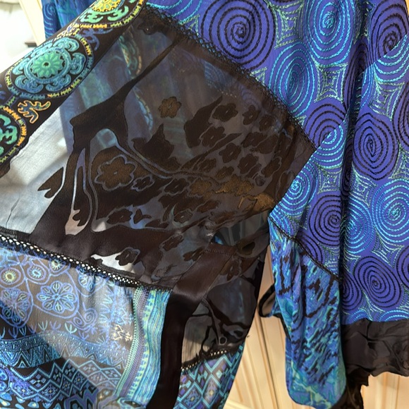 CHICO'S silk/rayon festive patch kabuki jacket/kimono blouse size M/L - Picture 5 of 8